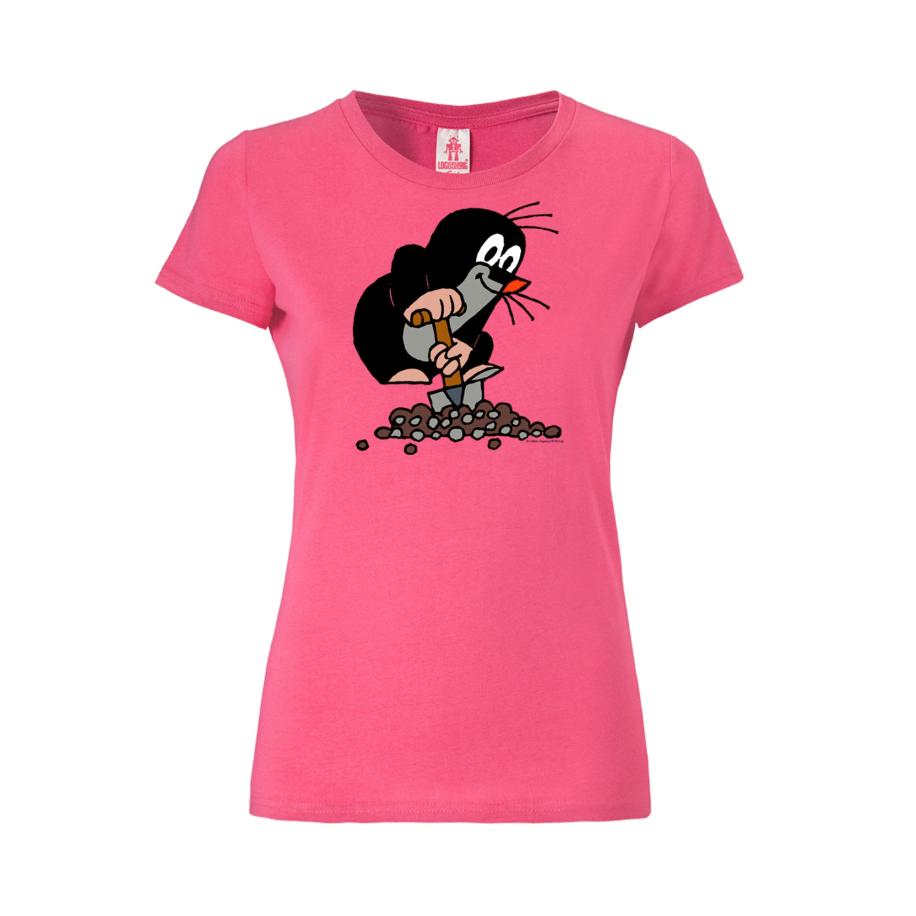 LOGOSHIRT Shirt Der kleine Maulwurf grijs / pink / zwart Roze