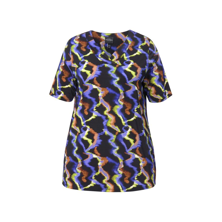 Ulla Popken Ulla Popken Shirt blauw / bruin / lichtgroen / zwart -