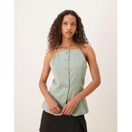 Abercrombie & Fitch Top met vierkante hals, bandjes en lange pasvorm in groen