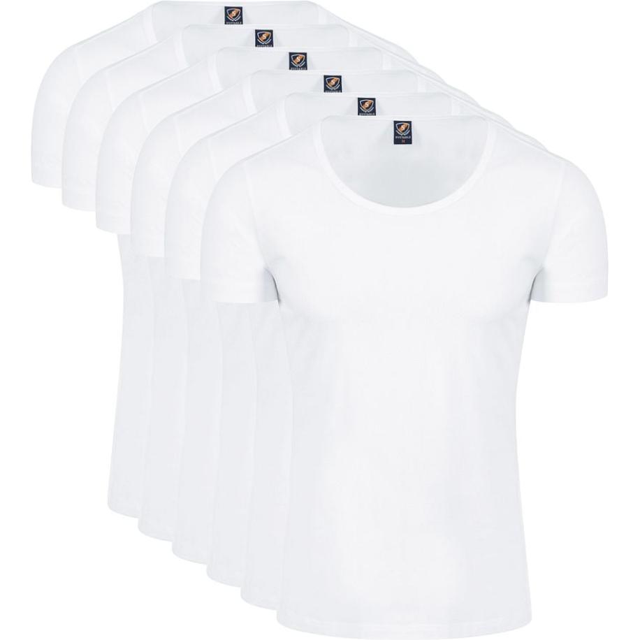 Suitable Otaru T-Shirt Brede Ronde Hals Wit 6-Pack Wit