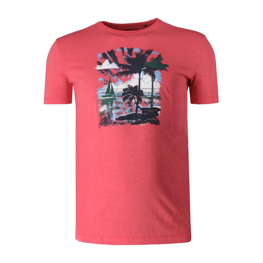 Marvelis Casual T-Shirt ronde hals baksteenrood, Bedrukt Rood