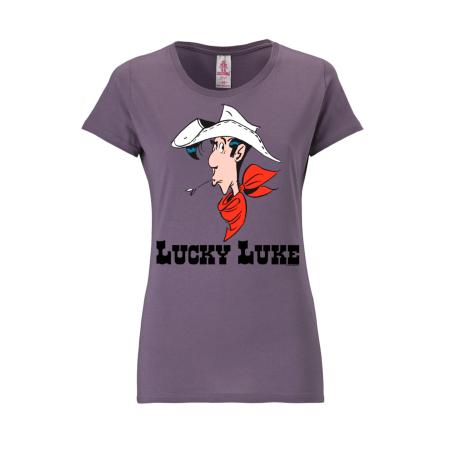 LOGOSHIRT Shirt Lucky Luke Portrait donkerlila