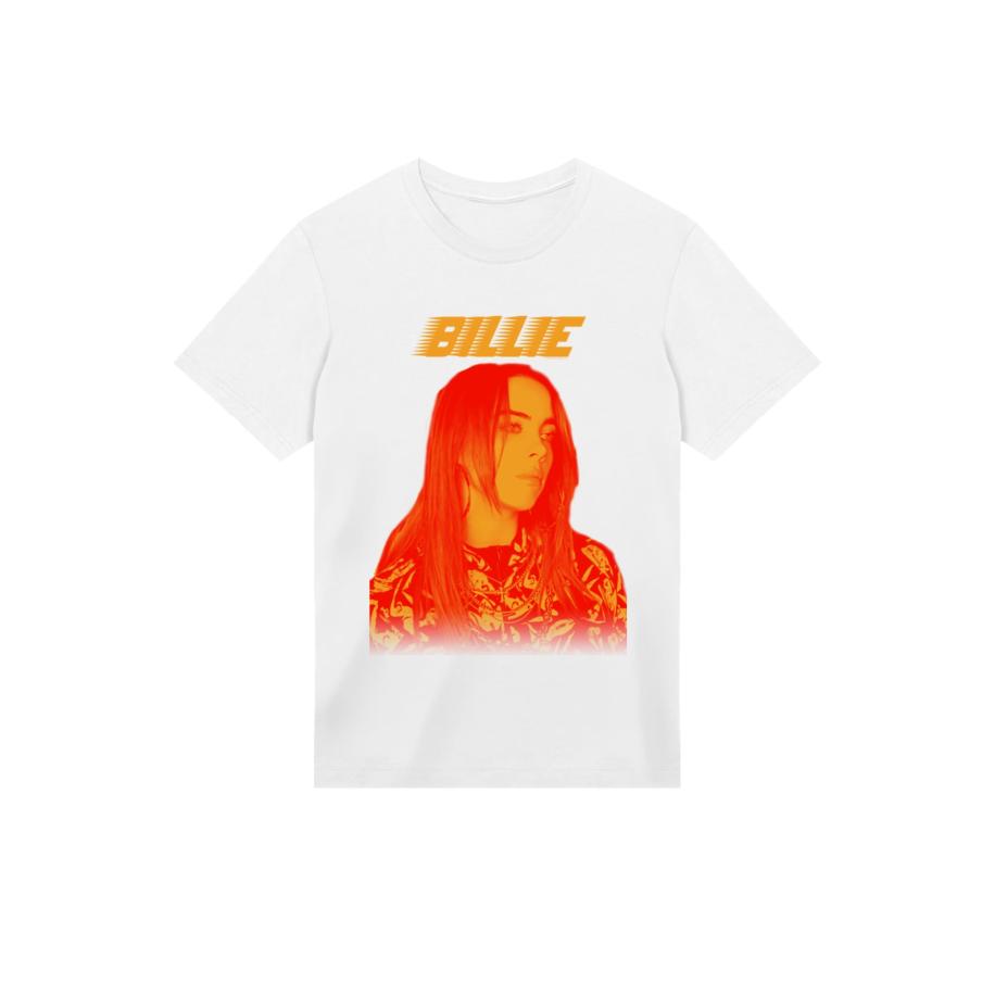 F4NT4STIC F4NT4STIC Shirt Billie Eilish Portrait oranje / rood / wit -