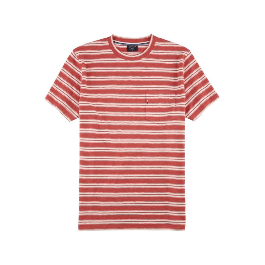 OLYMP Casual T-Shirt rozenhout, Gestreept Roze
