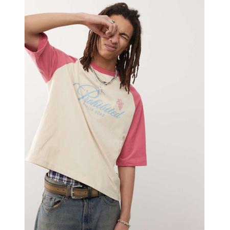 Prohibited - Rosi - Vintage T-shirt met raglanmouwen in rood