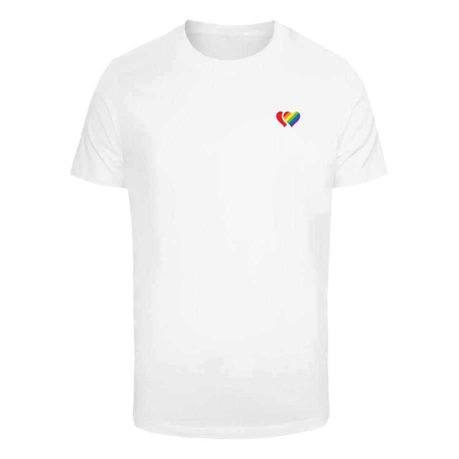mister tee Mister Tee Shirt Double Hearts Pride geel / lila / vuurrood / wit -