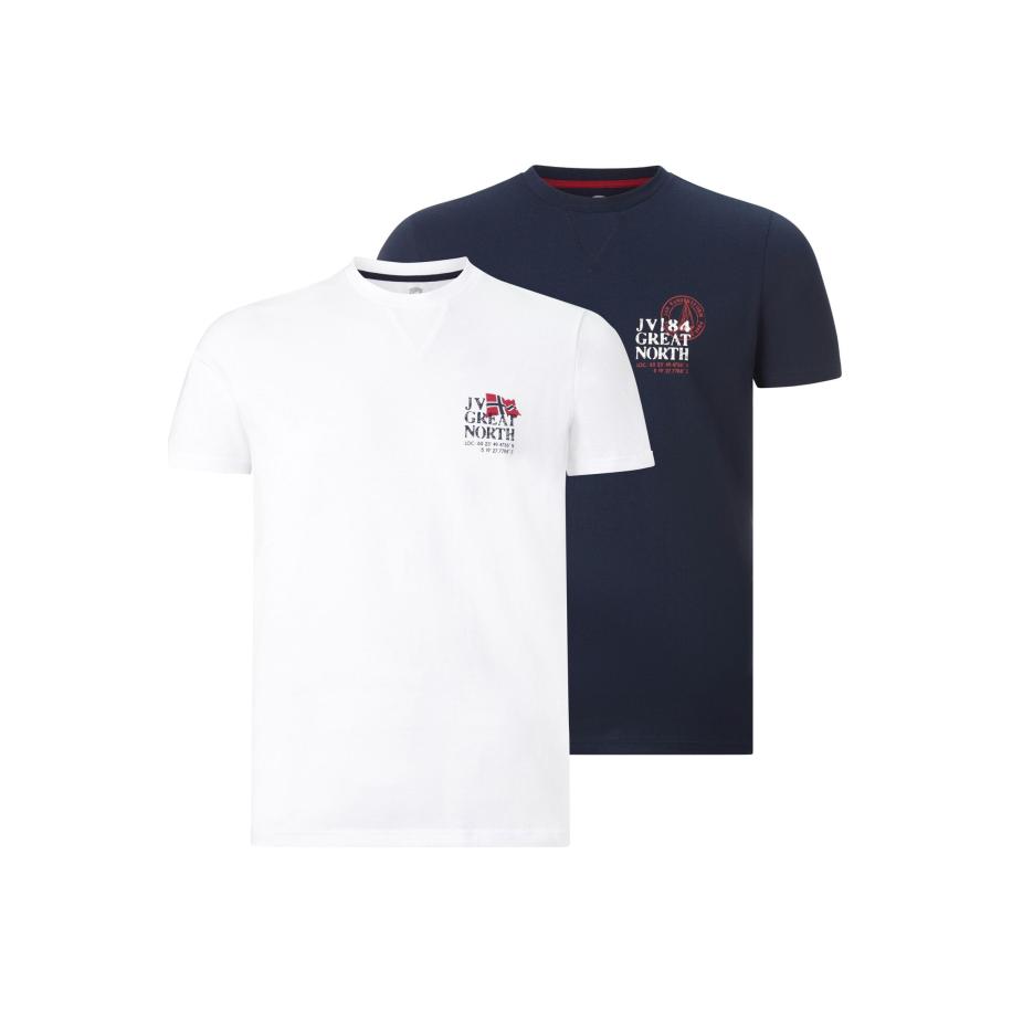 Jan Vanderstorm T-Shirt Dubbel pak wit, Effen Wit