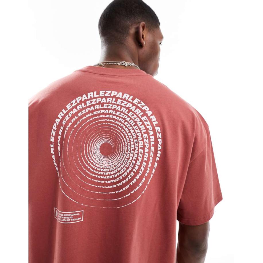 Parlez - Luna - Oversized T-shirt met korte mouwen, logo en print op de achterkant in koraal-Oranje Oranje