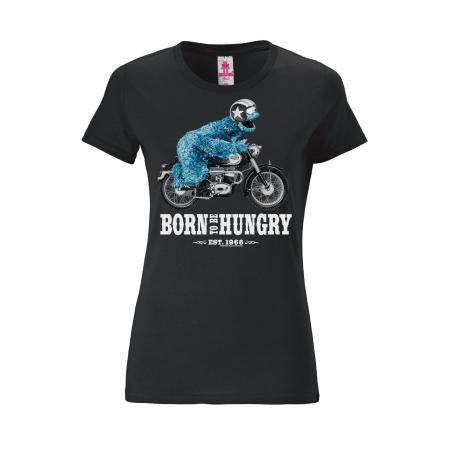 LOGOSHIRT Shirt Sesamstraße - Krümelmonster Motorrad zwart