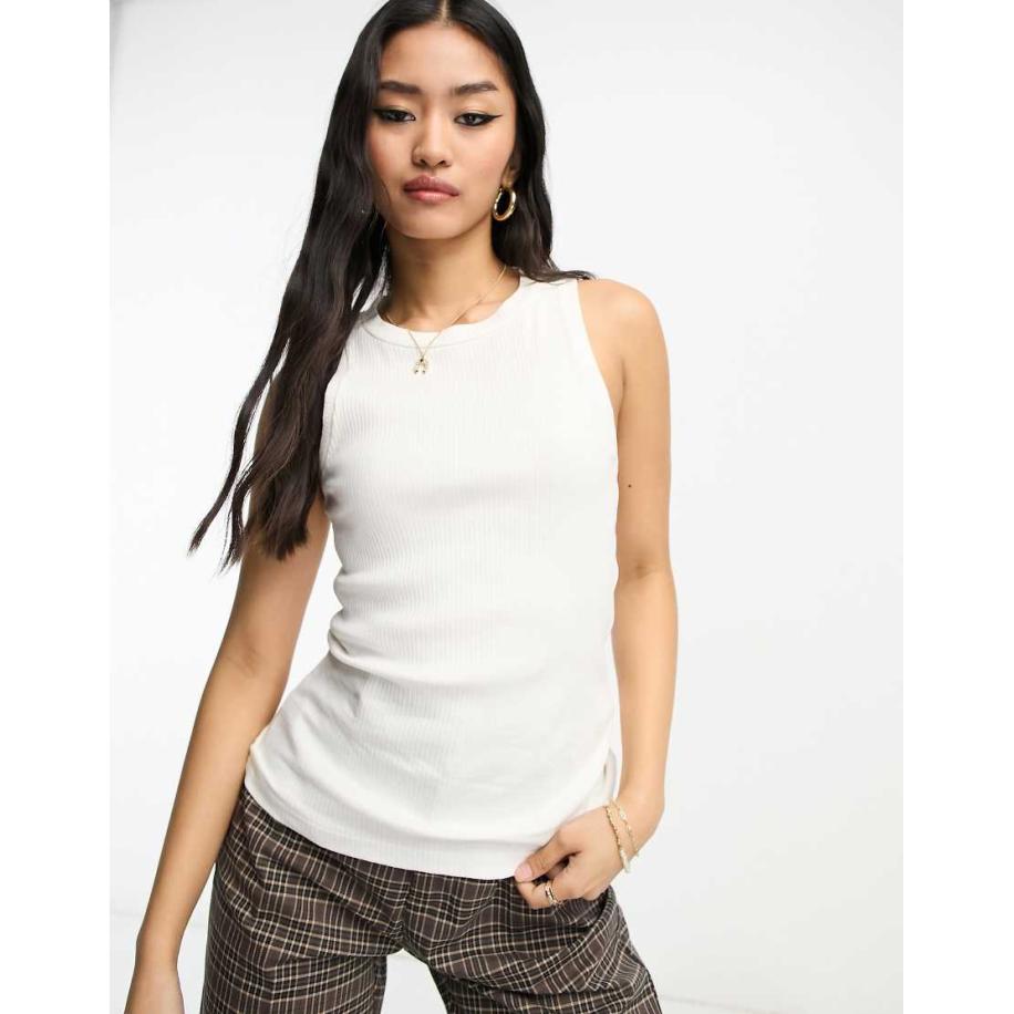 Vero Moda Aware Hemdje met racerhals in wit Wit
