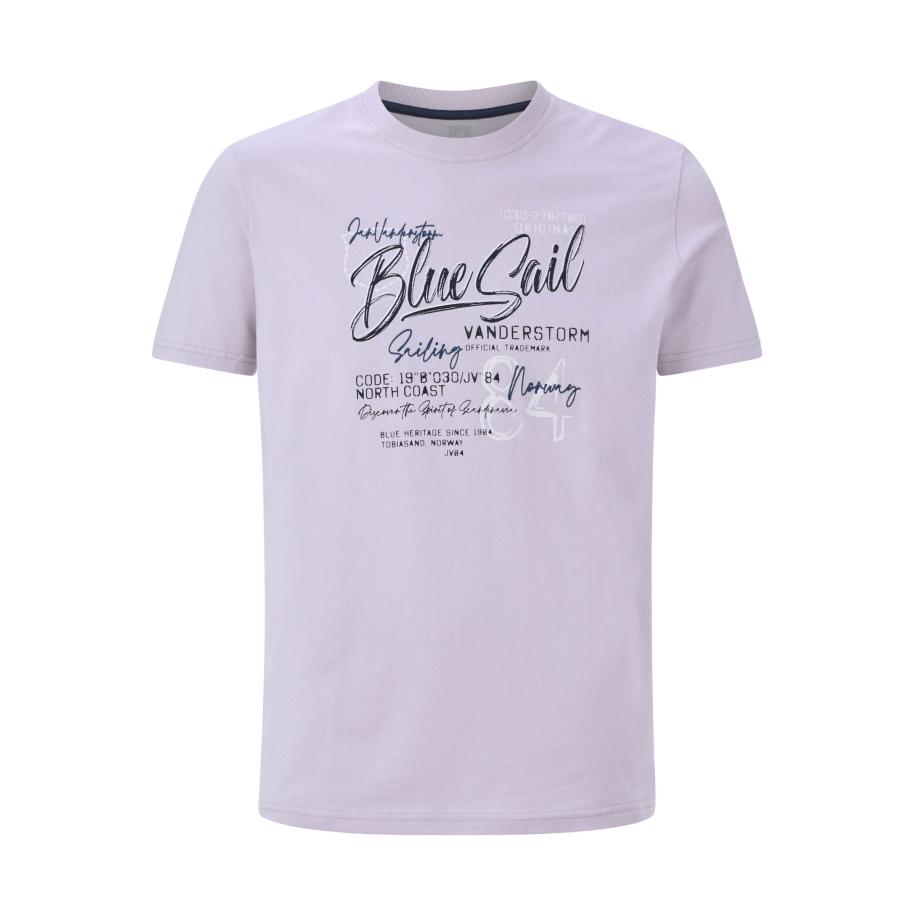 Jan Vanderstorm T-Shirt ronde hals Lichtpaars, Bedrukt Paars