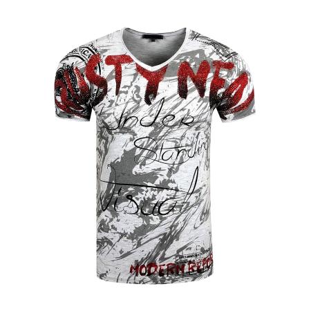Rusty Neal Rusty Neal Shirt grijs / donkerrood / wit