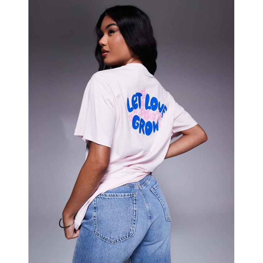 Hugo Blue T-shirt met logoprint in roze Roze