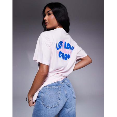 Hugo Blue T-shirt met logoprint in roze