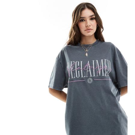 Reclaimed Vintage Oversized T-shirt met logo in wassing-Grijs