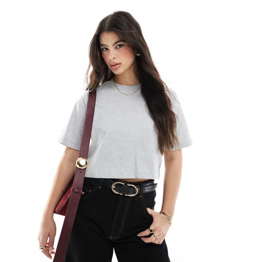 Cotton On Recht cropped T-shirt in grijs Grijs