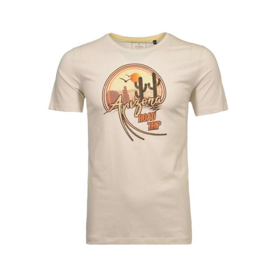RAGMAN T-Shirt ronde hals ecru, Motief Wit
