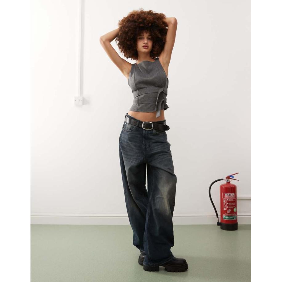 COLLUSION Tanktop met riem in grijs Grijs