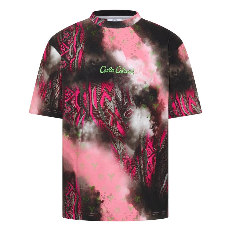 carlo colucci Carlo Colucci Shirt DInezo groen / magenta / lichtroze / zwart / wit -