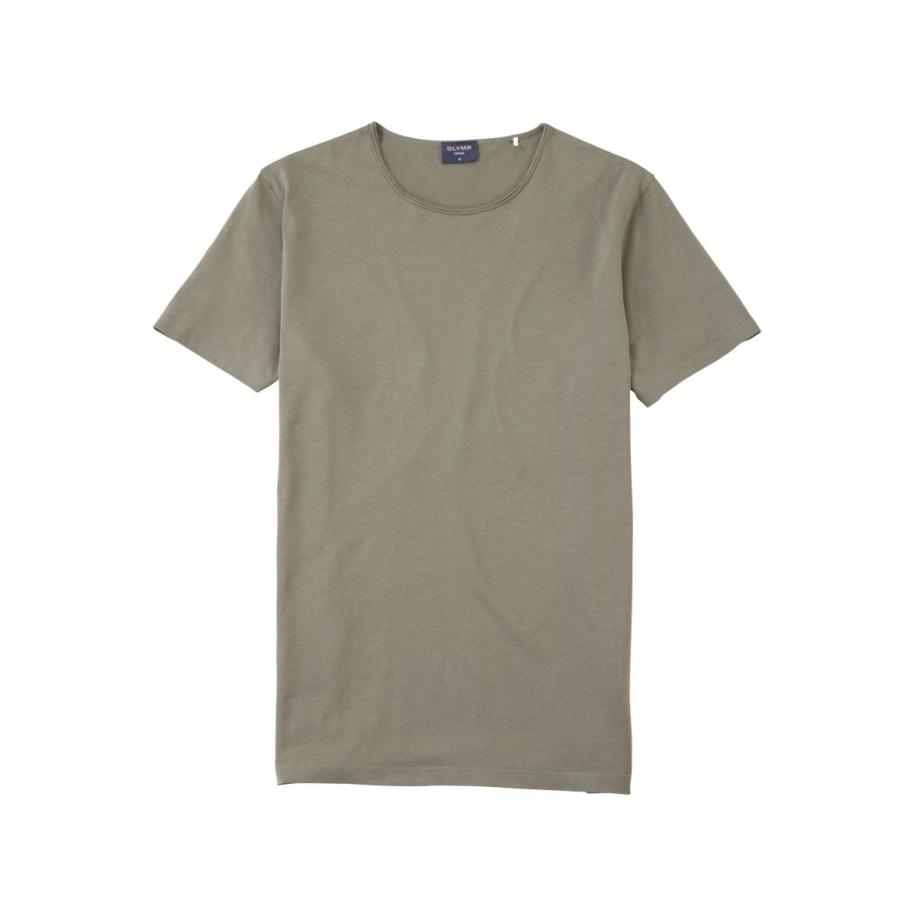 OLYMP Casual T-Shirt ronde hals olijf, Effen Groen