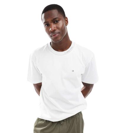 Calvin Klein - T-shirt met logo bij de hals in wit