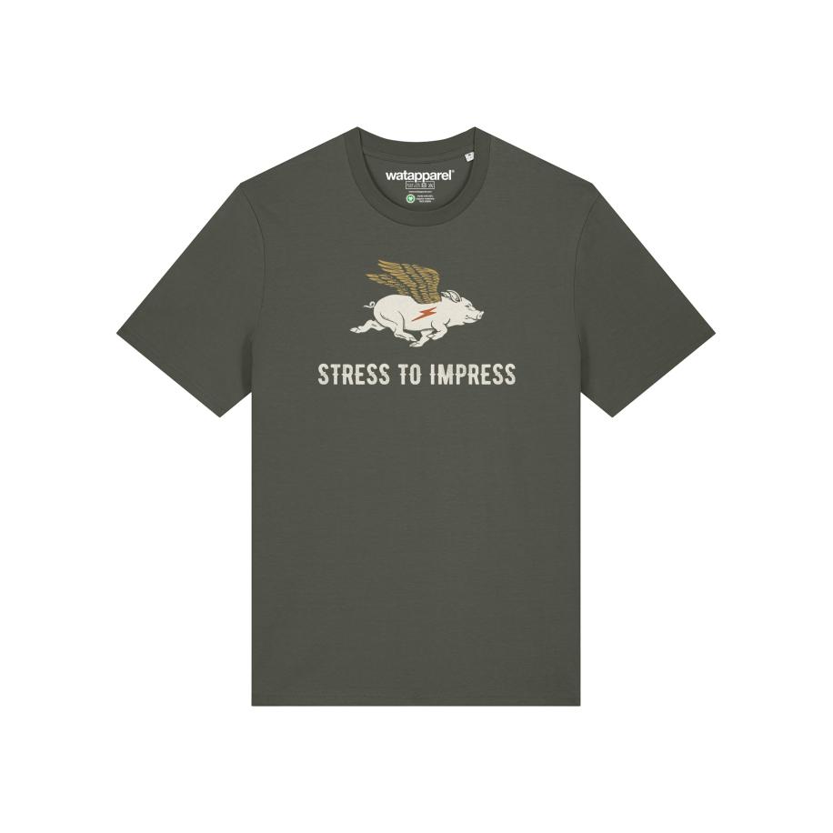 Watapparel Watapparel Shirt Stress To Impress curry / lichtgrijs / olijfgroen / donkeroranje -