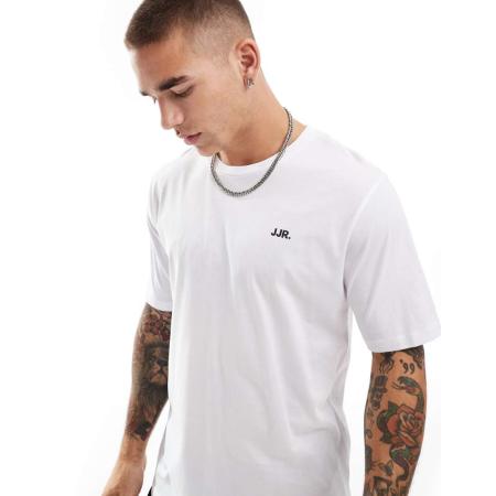 JJ Rebel - T-shirt met klein logo op de borst in wit