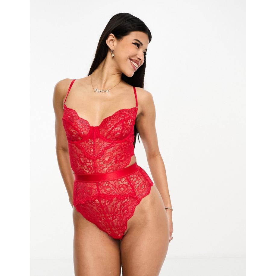 Ann Summers Hold Me Tight Kanten body met beugel in rood Rood