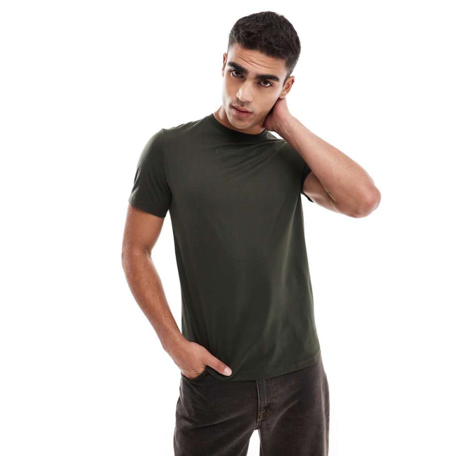 Fred Perry - T-shirt met logo in kaki-Groen Groen