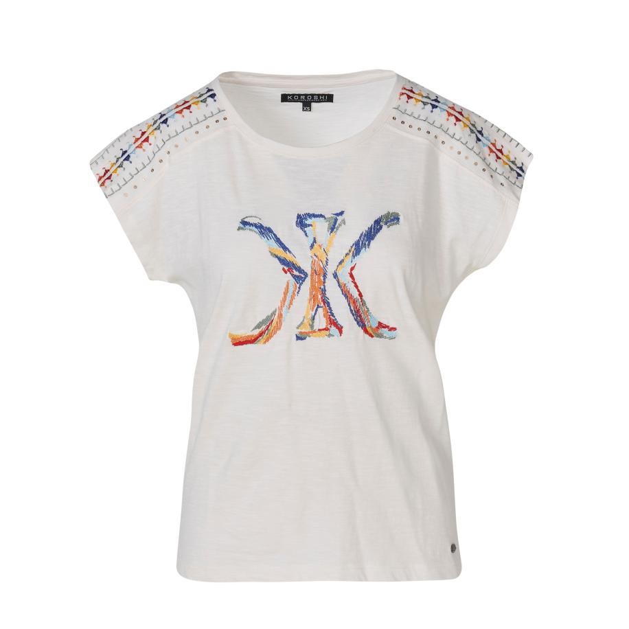 KOROSHI KOROSHI Shirt enziaan / lichtblauw / oranje / wit -