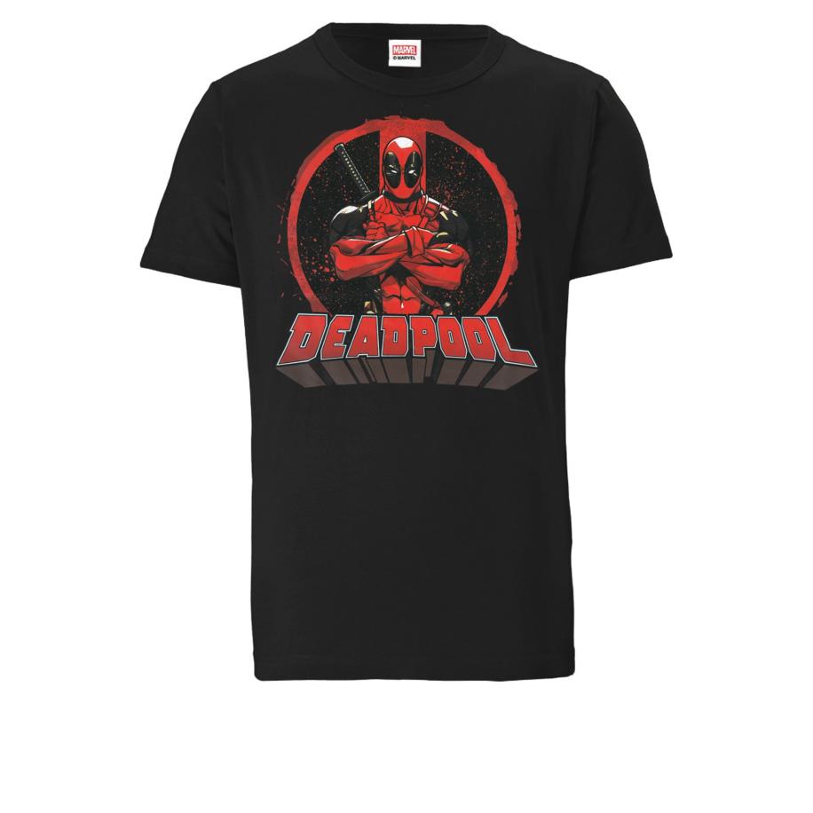 LOGOSHIRT Shirt Deadpool - Circle zwart Zwart