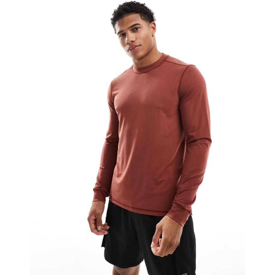 4505 - Icon - Sneldrogend performance trainingsshirt van jersey met lange mouwen in roestbruin-Rood Rood