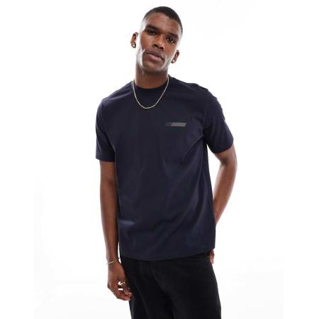 PS Paul Smith - T-shirt van zware stof met logo in marineblauw