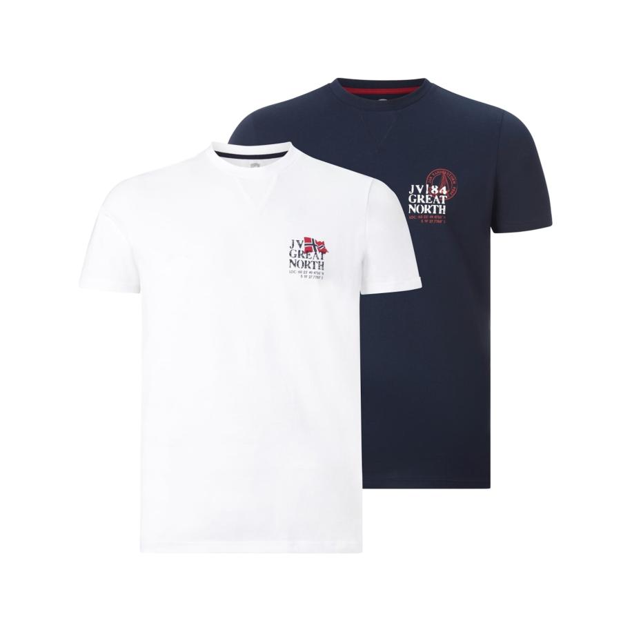 Jan Vanderstorm T-Shirt Dubbel pak wit, Effen -