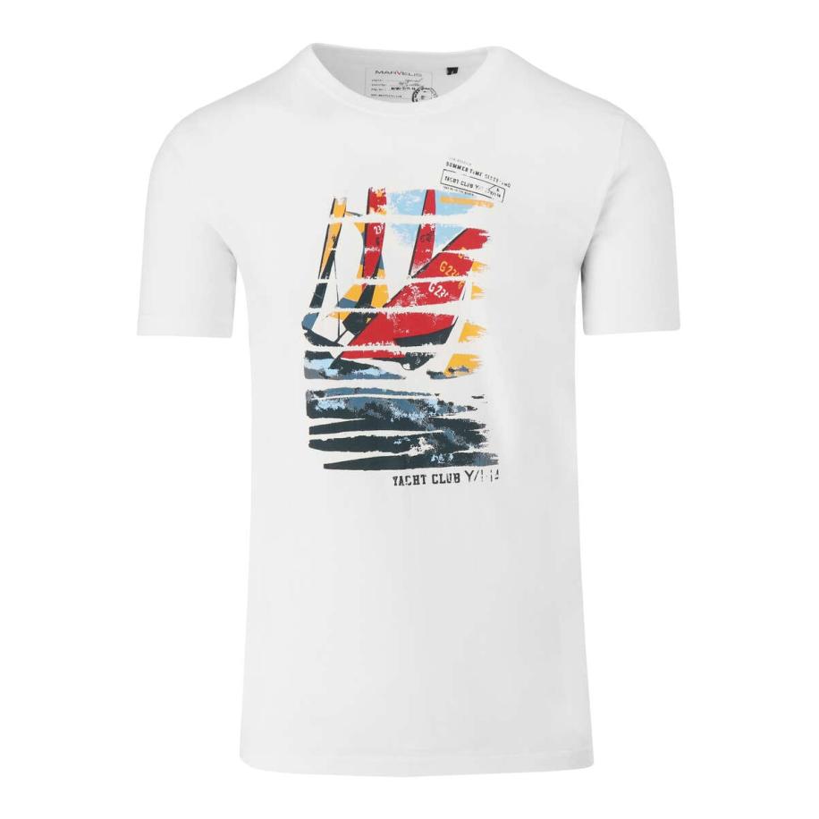 Marvelis Casual T-Shirt ronde hals wit, Motief Wit
