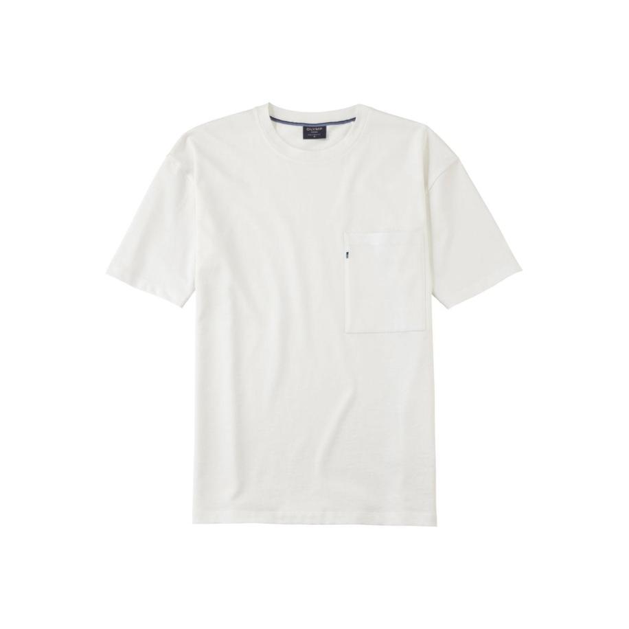 OLYMP Casual T-Shirt ronde hals ecru, Effen Wit