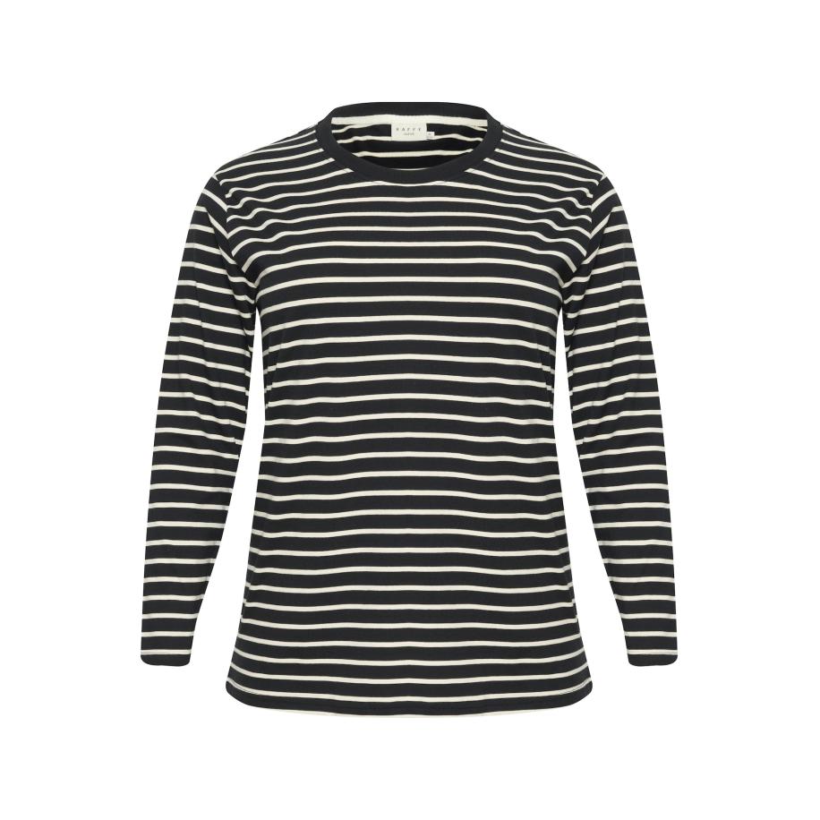 KAFFE CURVE Shirt KC Winni zwart / wit Zwart