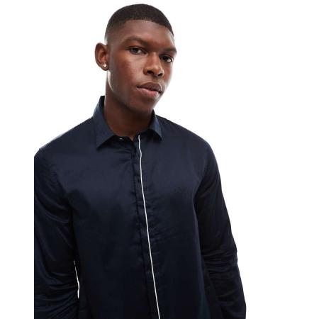 Armani Exchange - Overhemd met lange mouwen in marineblauw