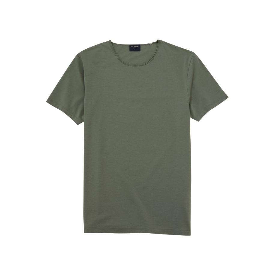 OLYMP Casual T-Shirt ronde hals lichtgroen, Effen Groen