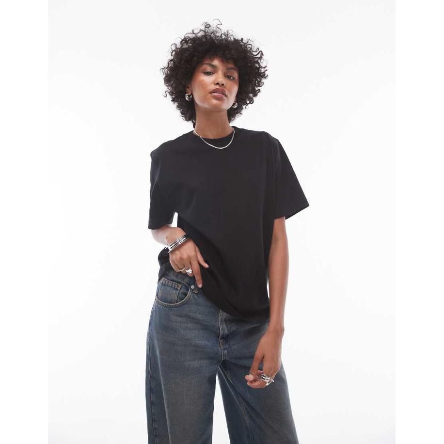 Topshop Premium T-shirt met korte mouwen in zwart Zwart