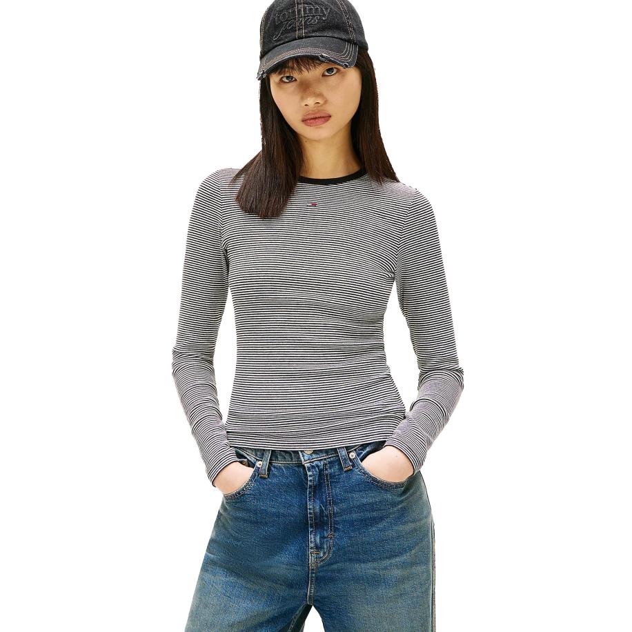 Tommy Jeans Essential Slim Fit Longsleeve T-Shirt Zwart