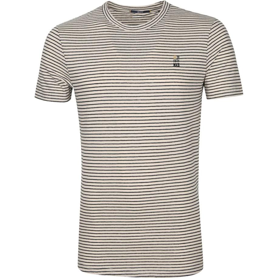 No Excess T-Shirt Strepen Yarn Dye Beige Bruin