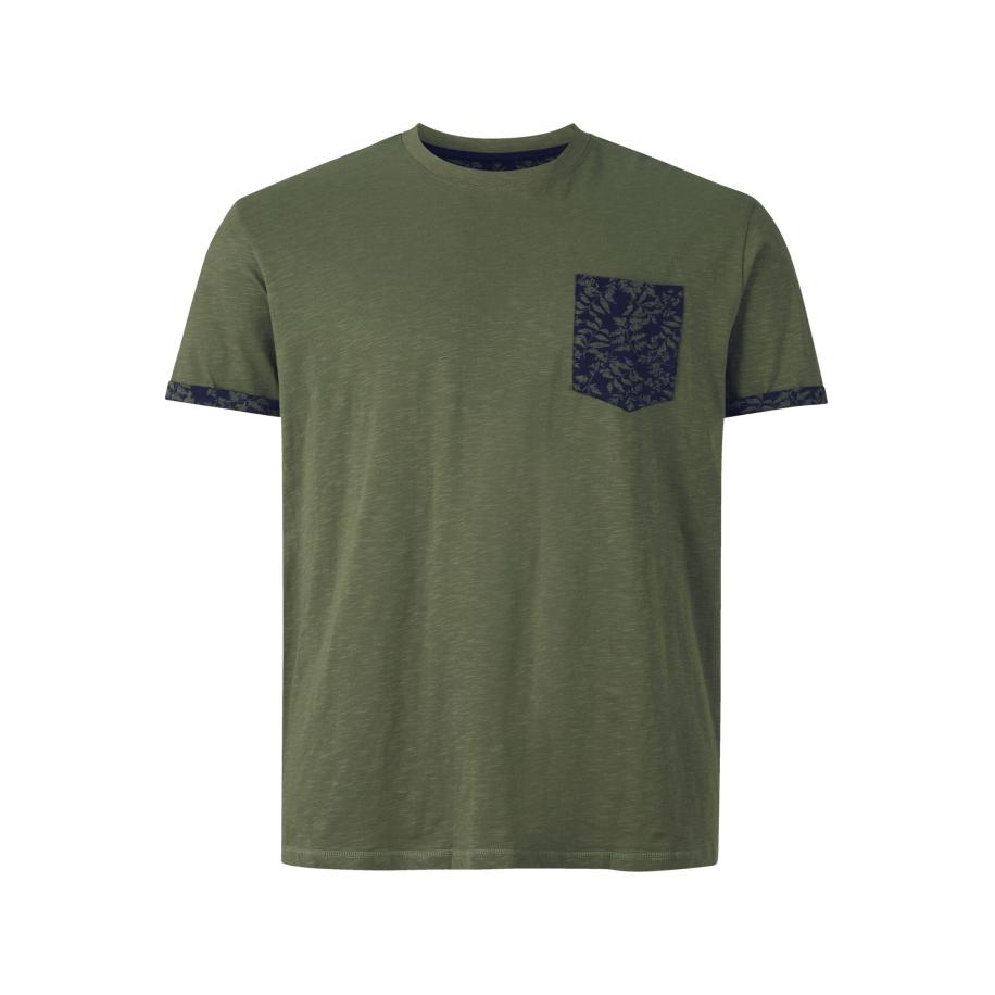 Charles Colby T-Shirt ronde hals kaki, Effen Bruin