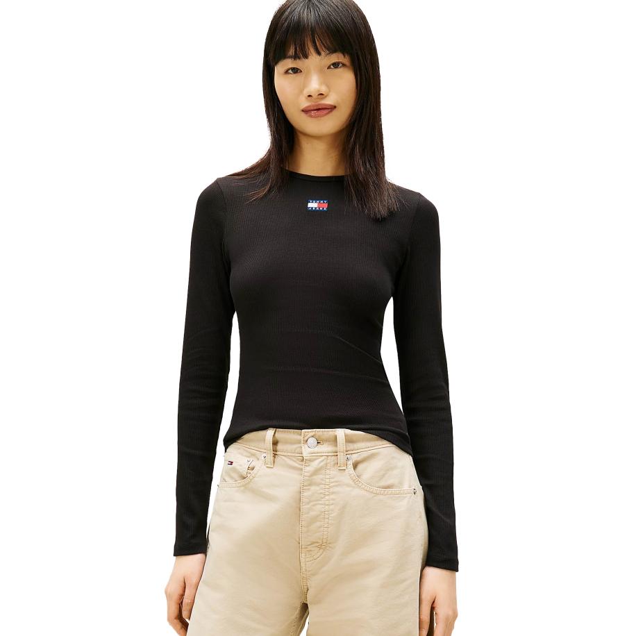 Tommy Jeans Badge Longsleeve T-Shirt Zwart