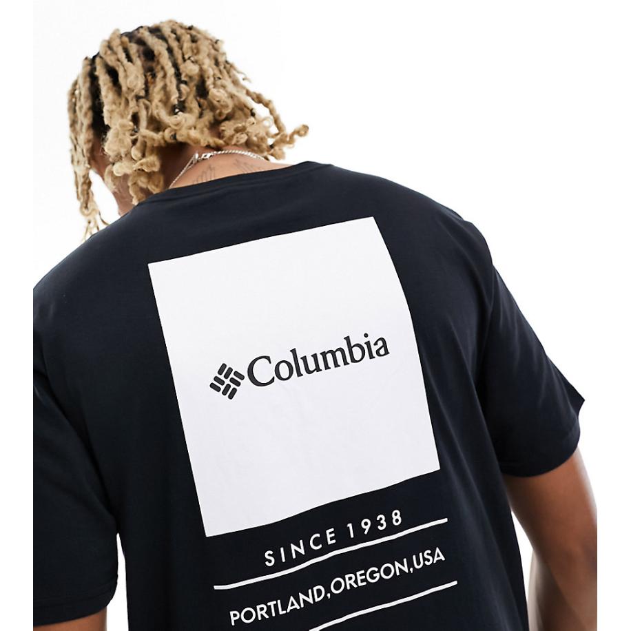 Columbia - Barton Springs - T-shirt met print op de achterkant in zwart, exclusief bij ASOS Zwart