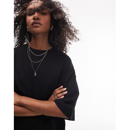 Topshop Oversized T-shirt met verlaagde schouders in zwart