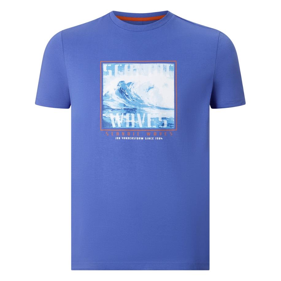 Jan Vanderstorm T-Shirt ronde hals blauw, Print -