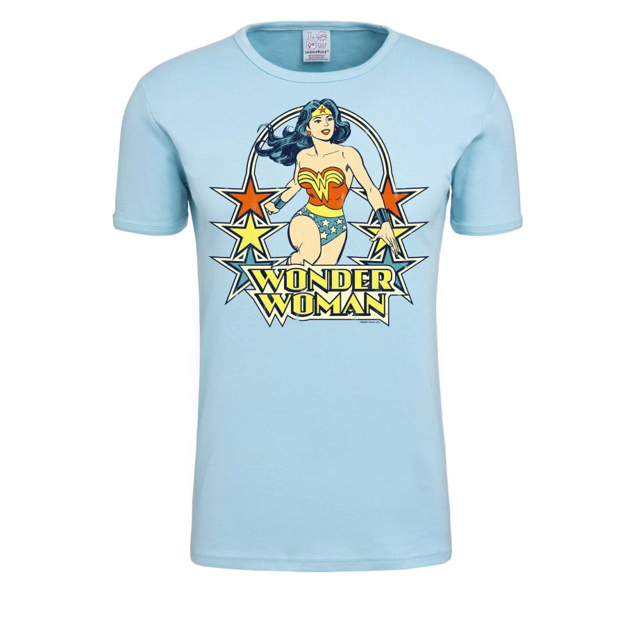 LOGOSHIRT Shirt Wonder Woman – Stars lichtblauw / gemengde kleuren Blauw