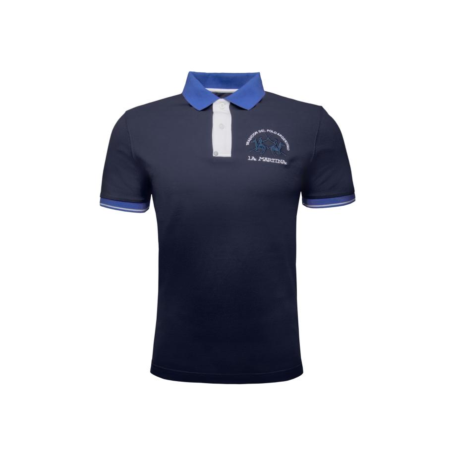 La Martina La Martina Shirt MAP005 kobaltblauw / donkerblauw / wit -