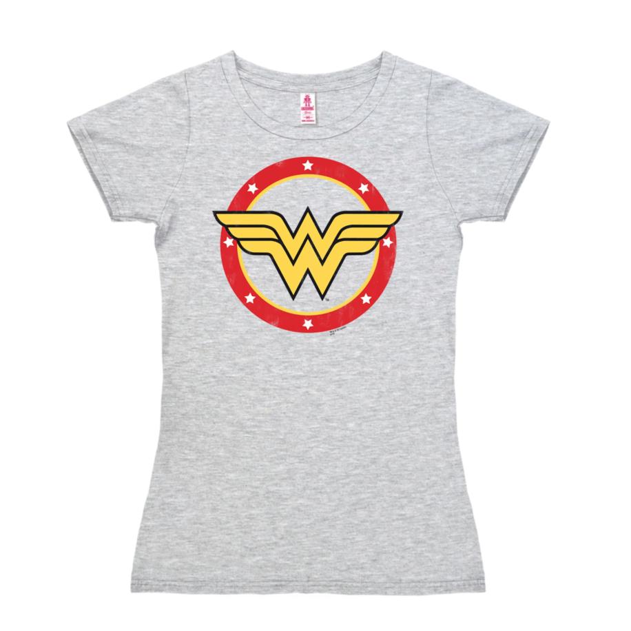 LOGOSHIRT Shirt Wonder Woman Circle Logo grijs Grijs